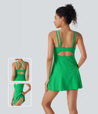Cut Out 2-in-1 Mini Swim Dress
