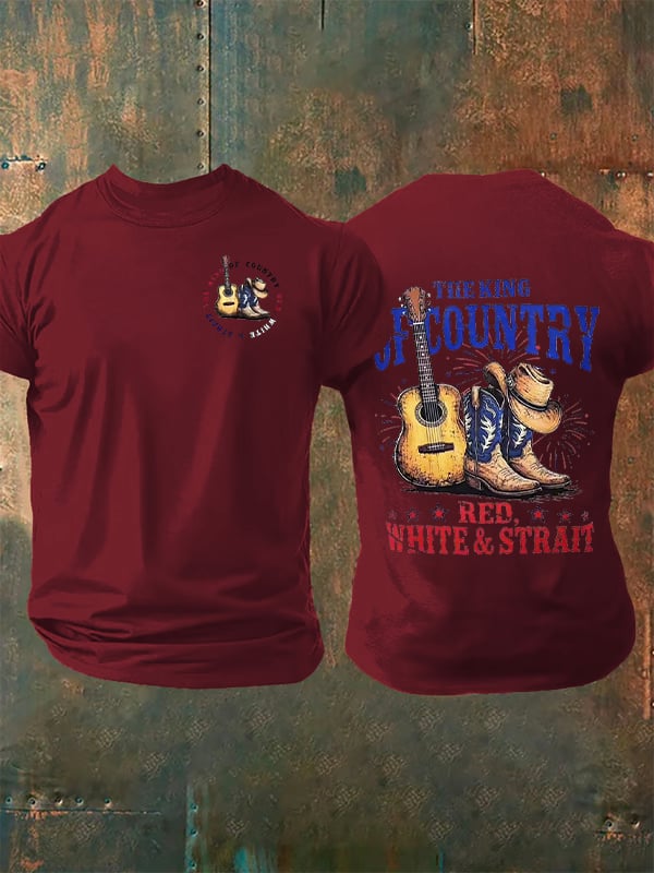 Men's RED WHITE & STRAIT  Print T-Shirt