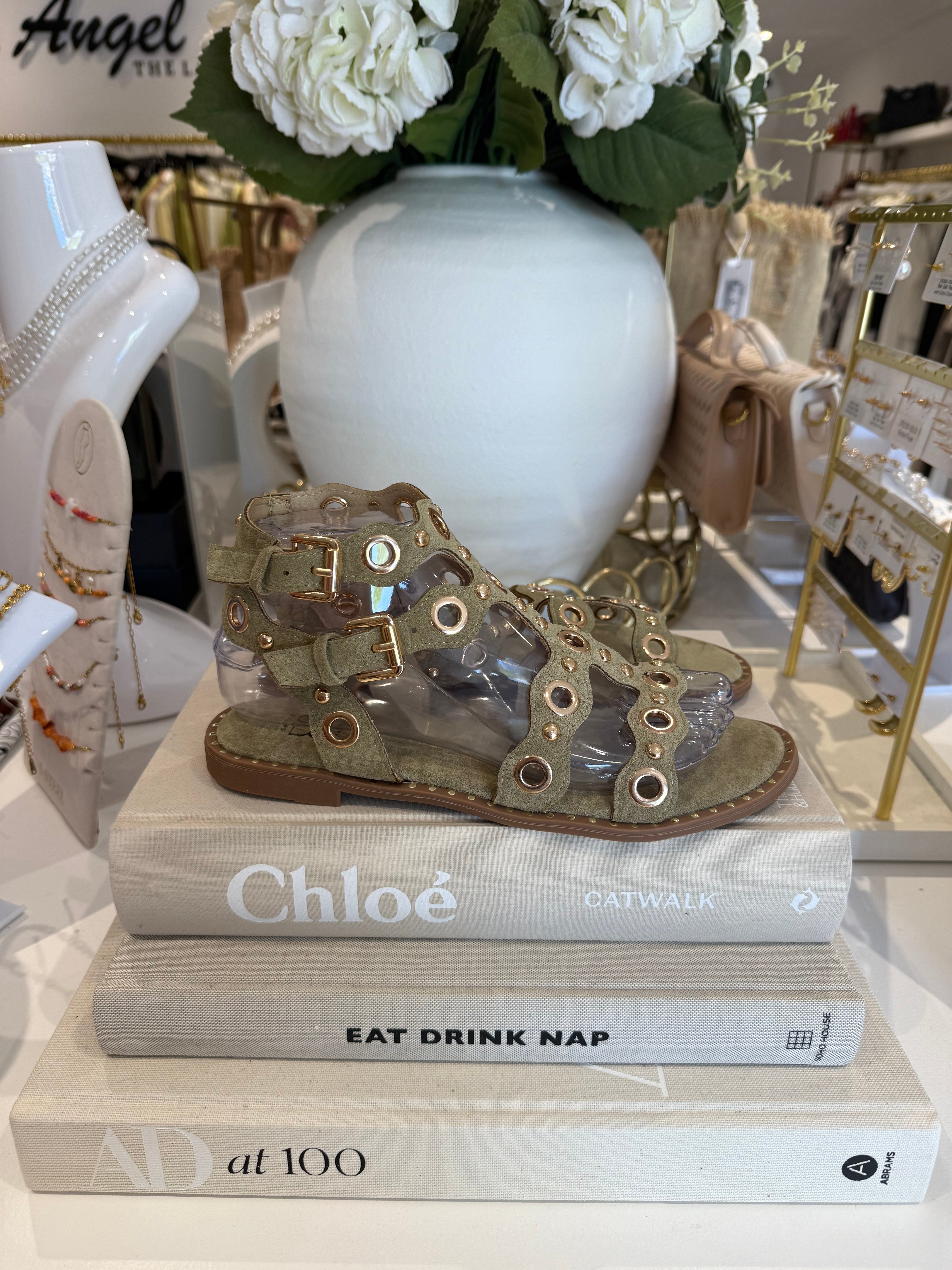 Gold Circle Detail Flat Sandal (4 Colours)