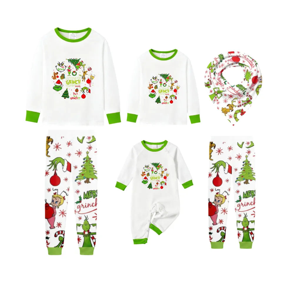 Holiday Family Christmas Pajamas Set With Cute Xmas Character Cartoon Design