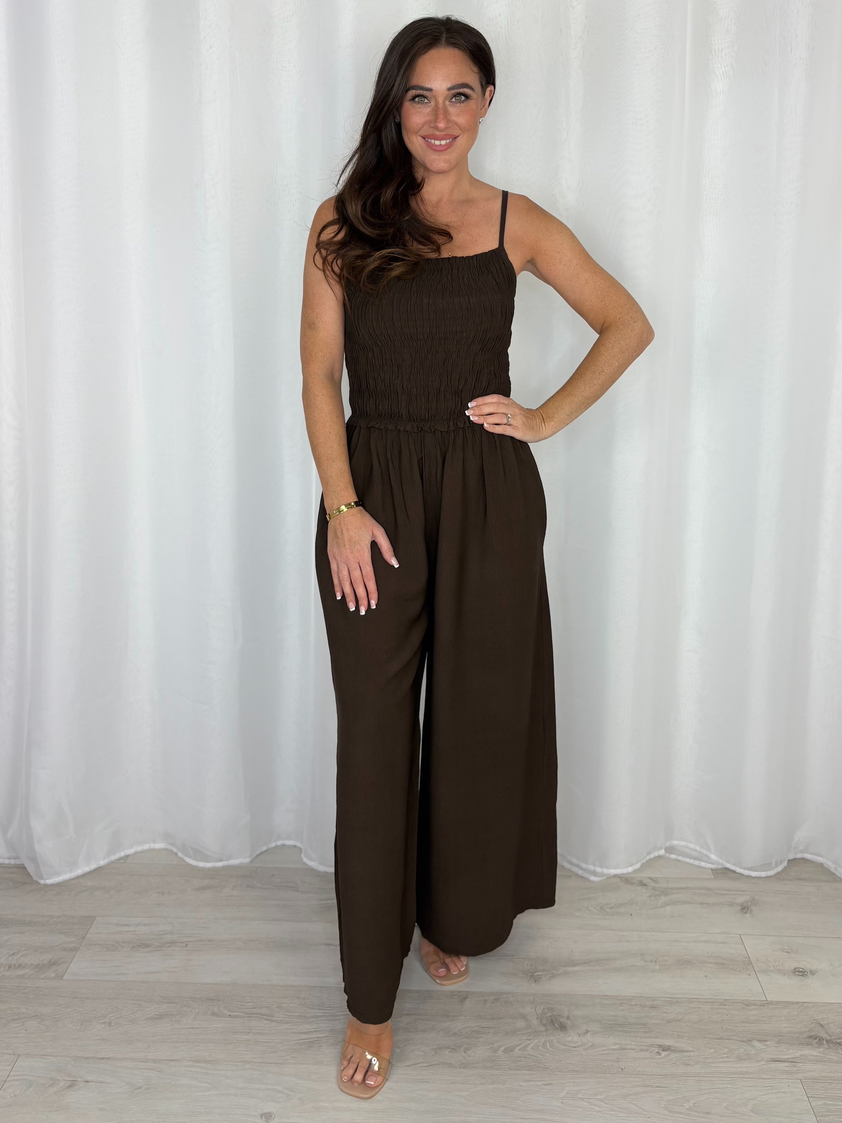 Smocked Wide Leg Jumpsuit (4 Colours)