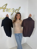 Soft Knit Short Sleeve Roll Neck Top (4 Colours)
