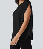 Dropped Shoulder Curved Hem Yoga Sports Top