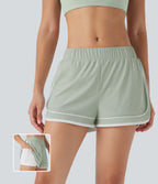 Low Rise Color Block Curved Hem 2-in-1 Cool Touch Quick Dry Running Shorts with Pocket