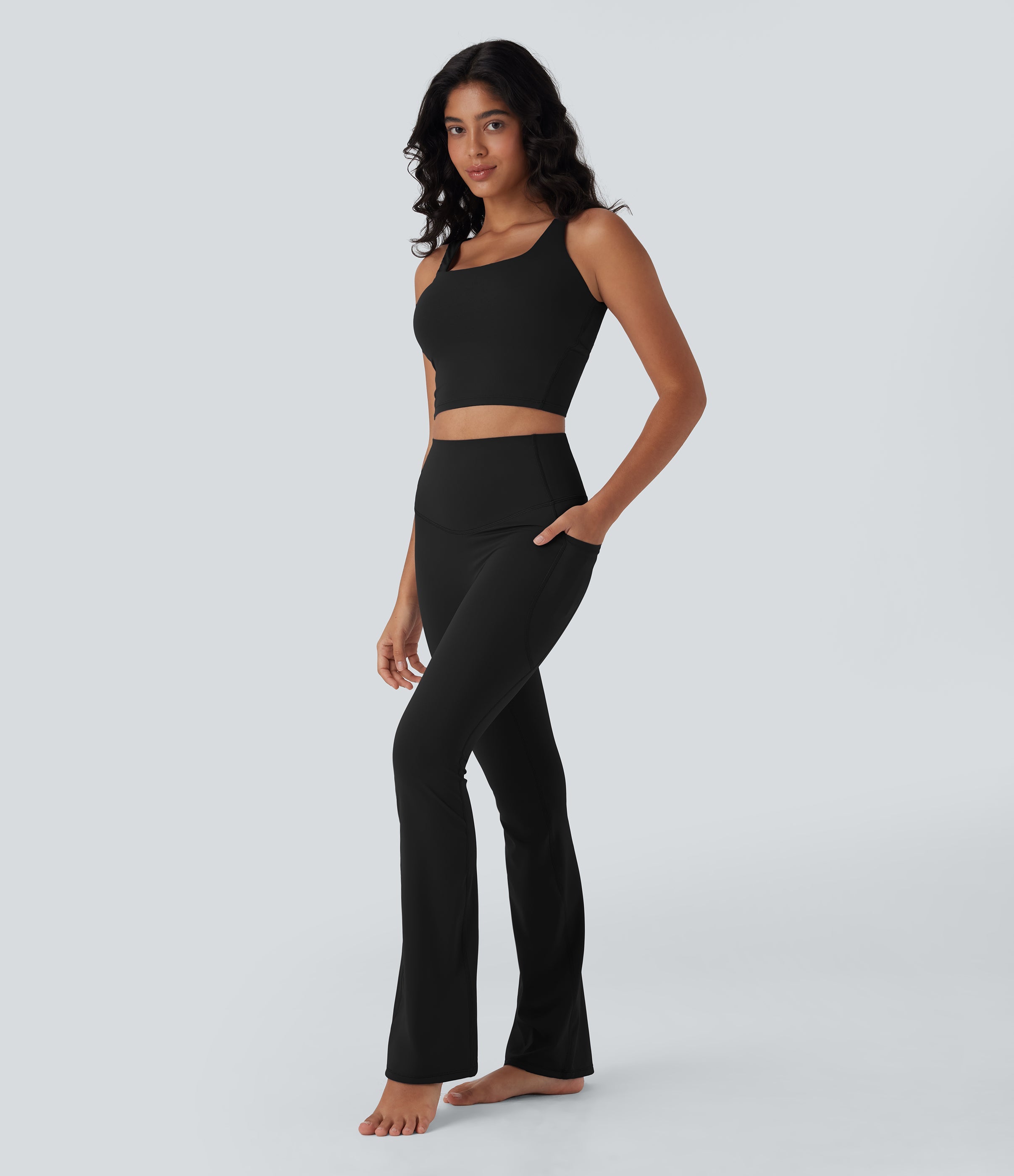 UltraSculptTM Cool Quick Dry SoCinched High Waisted Tummy Control Yoga Bootcut Leggings-UPF 50+ with Pockets