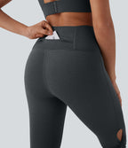 High-Waisted Cut-Out Quick-Dry Yoga Pedal Pusher Leggings with Pocket