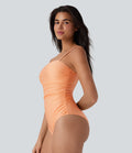 Ruched Texture Sheen One Piece Swimsuit