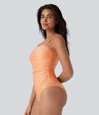 Ruched Texture Sheen One Piece Swimsuit
