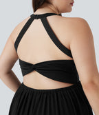 2-in-1 Plus Size Romper with Pockets-Easy Peezy Edition