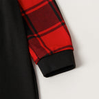 "2025 Family Christmas" Moose Letter Prints Black & Red Plaid Family Matching Black Pajamas