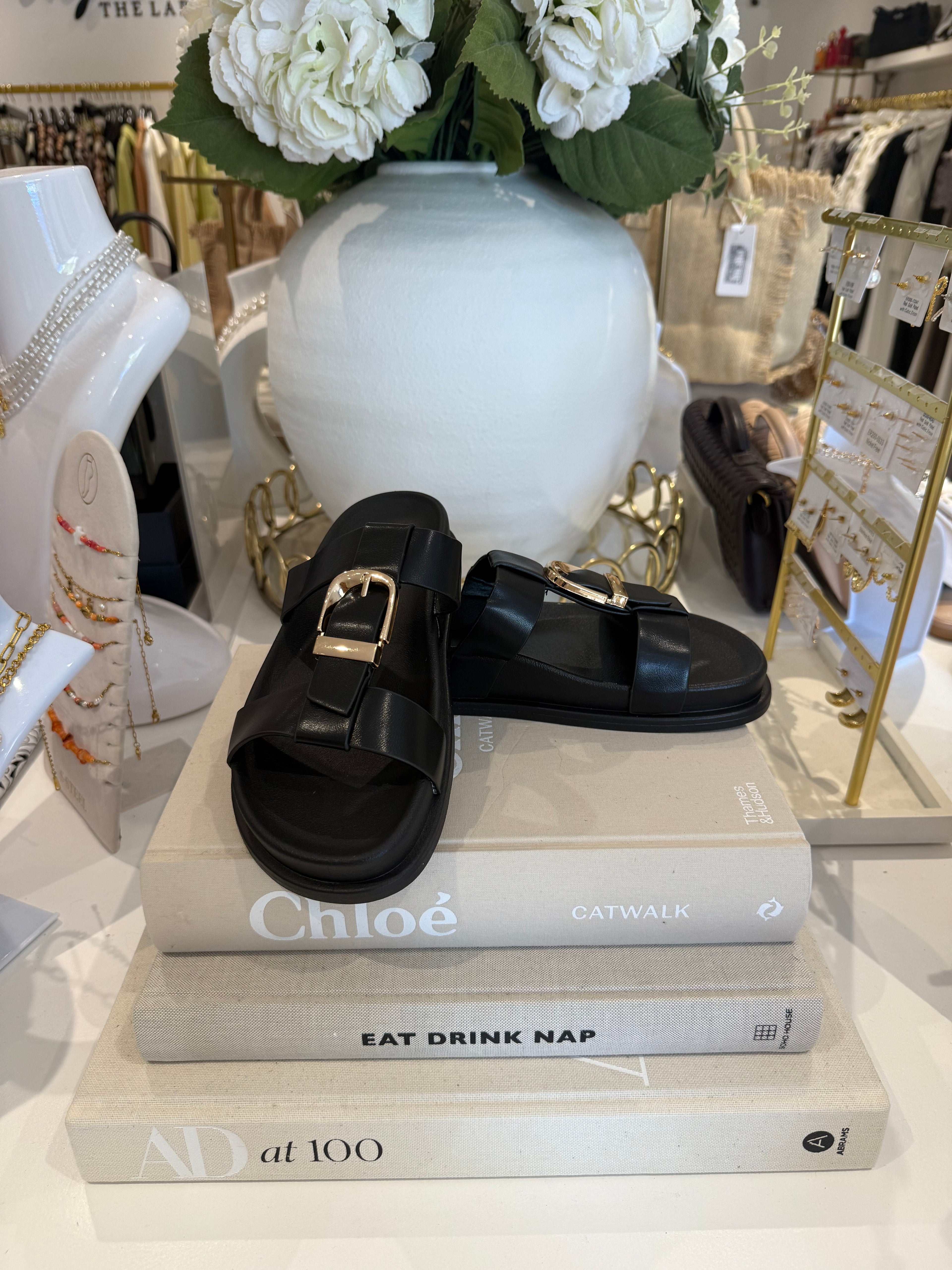 Vertical Buckle Double Strap Sandal (3 Colours)