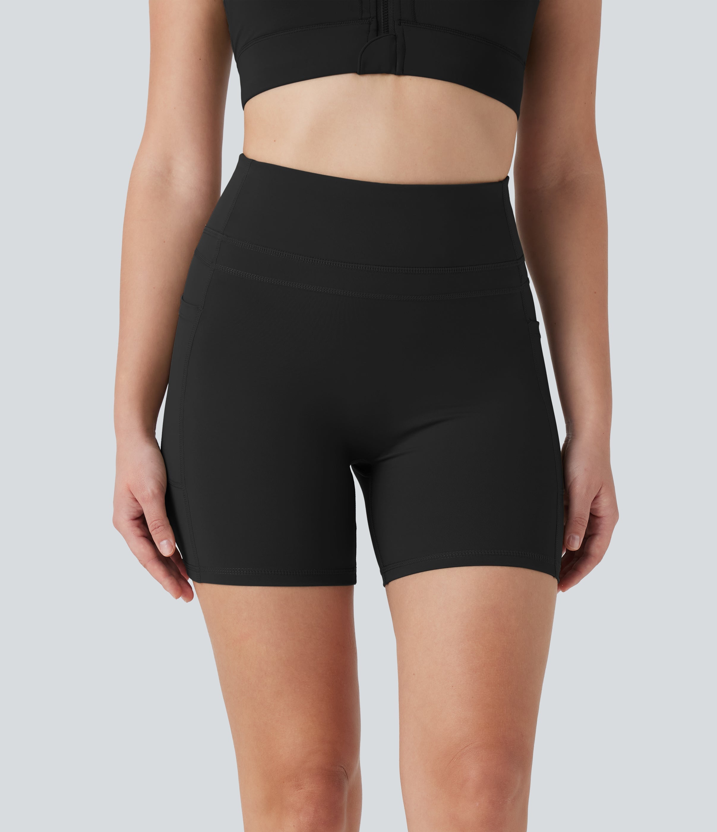 High Waisted Training Biker Shorts 5'' with Pockets