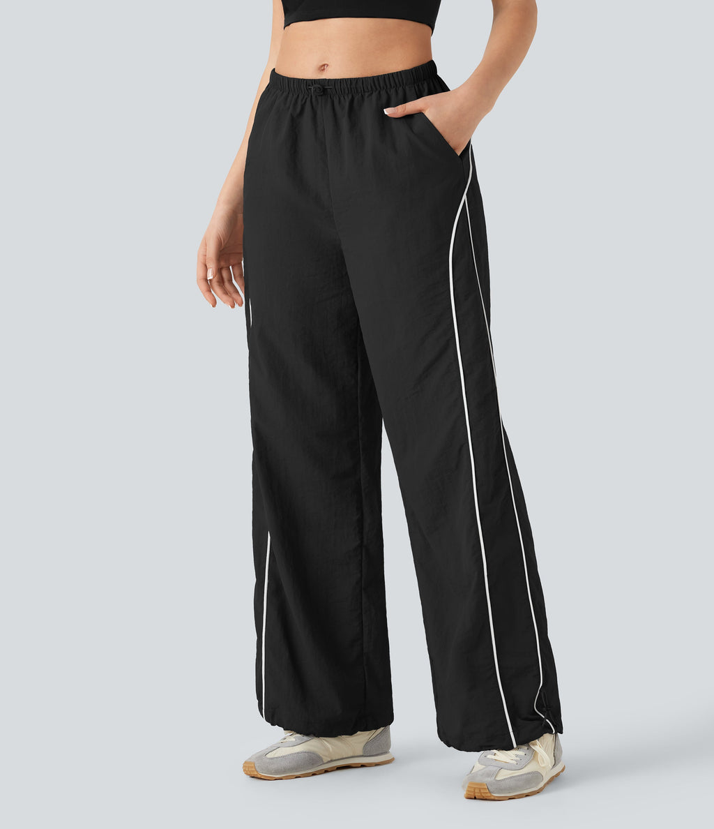 Mid Rise Wide Leg Cool Touch Casual Pants with Pockets