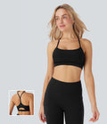 Ribbed Low Support Cut Out Yoga Sports Bra