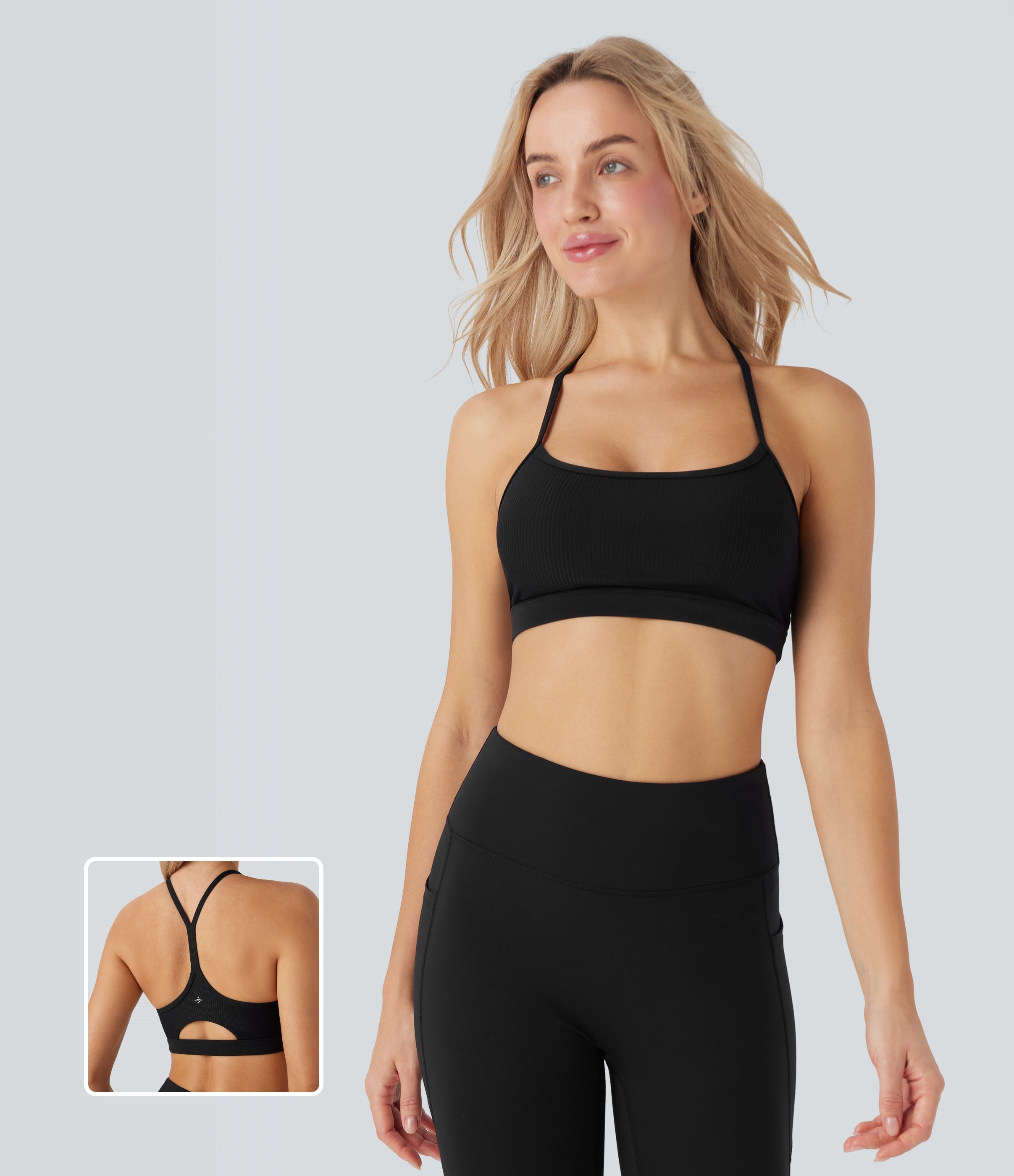 Ribbed Low Support Cut Out Yoga Sports Bra