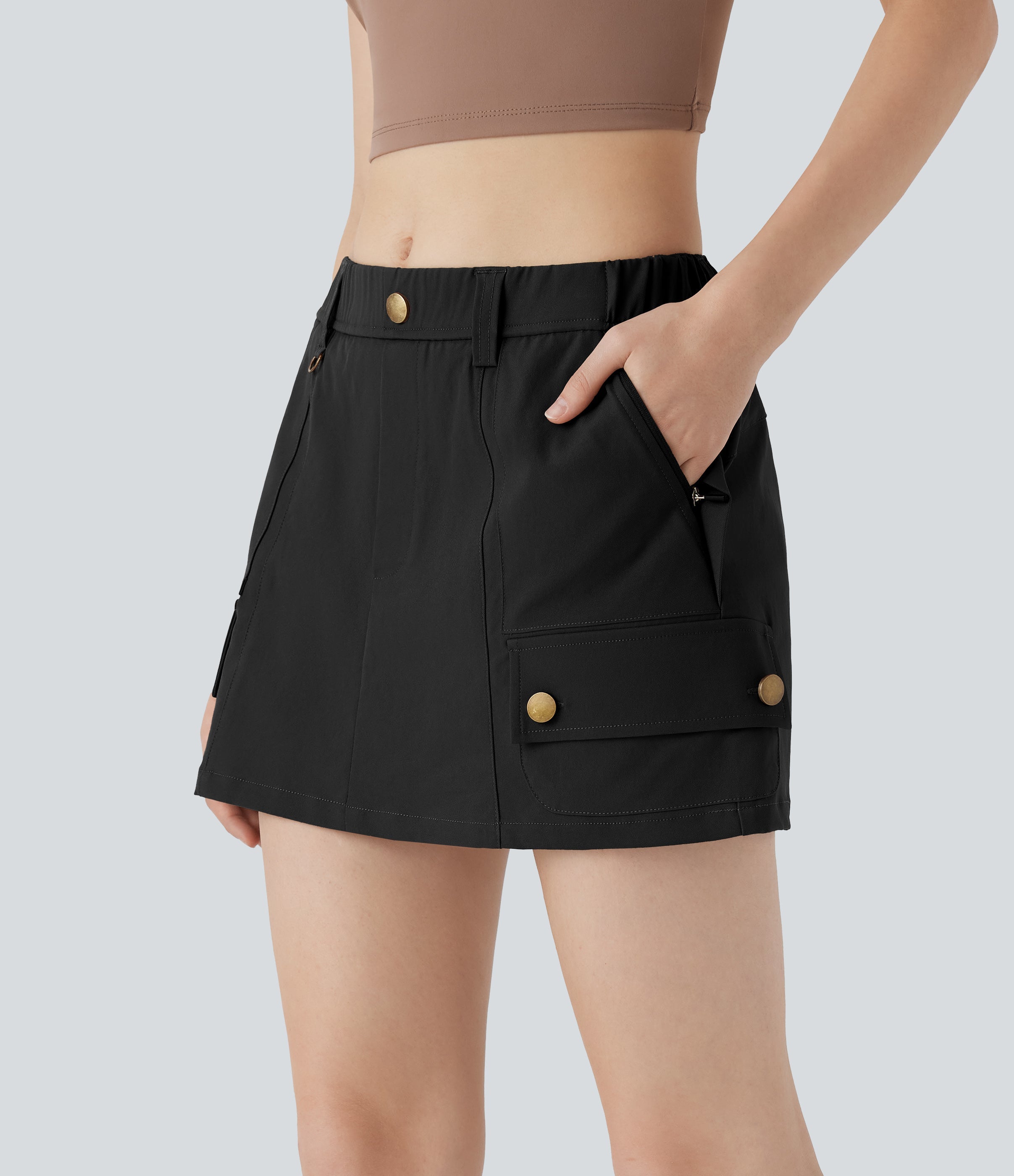 Water Repellent Mid Rise 2-in-1 Mini Hiking Skirt with Pockets