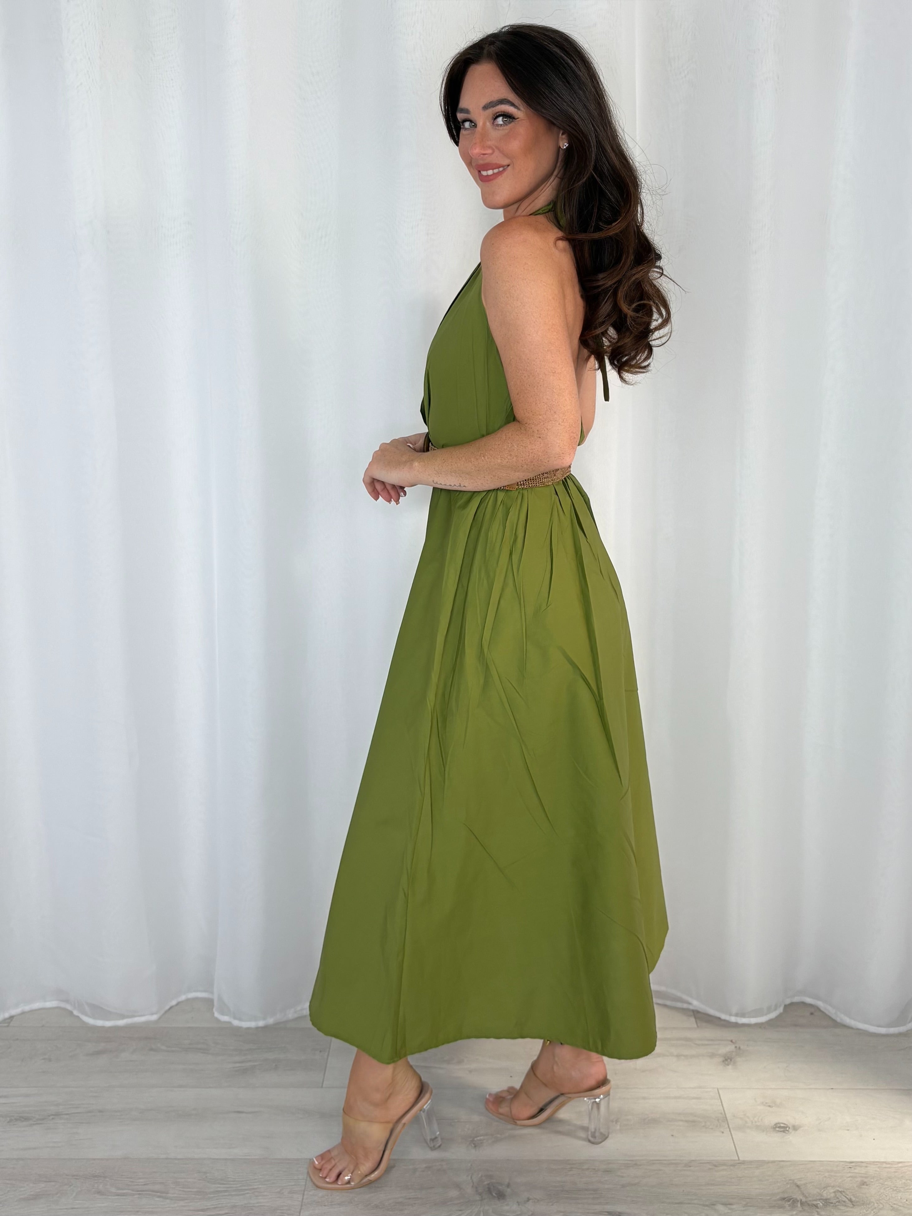 Woven Belt Strap Midi Dress (5 Colours)