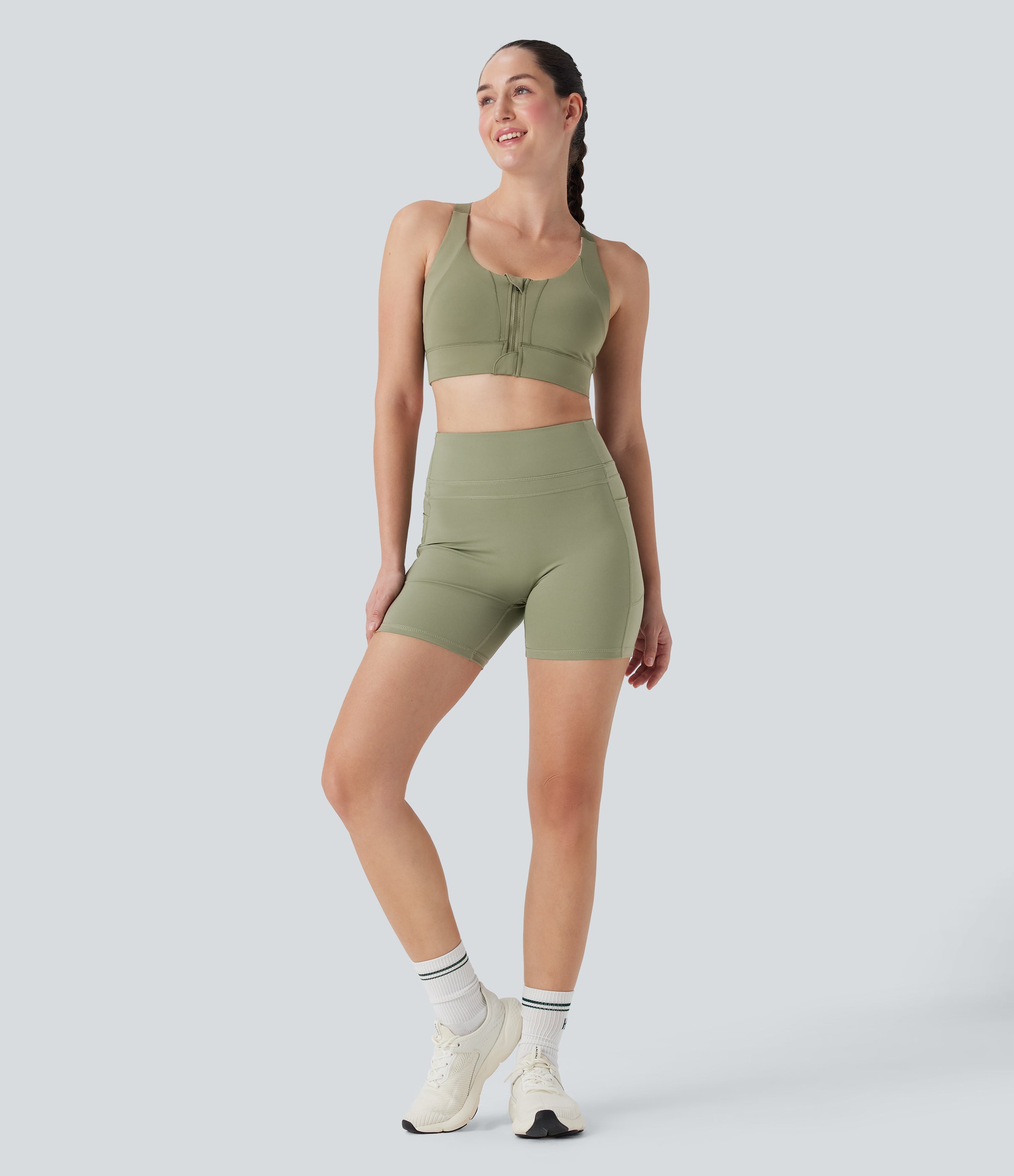 High Waisted Training Biker Shorts 5'' with Pockets