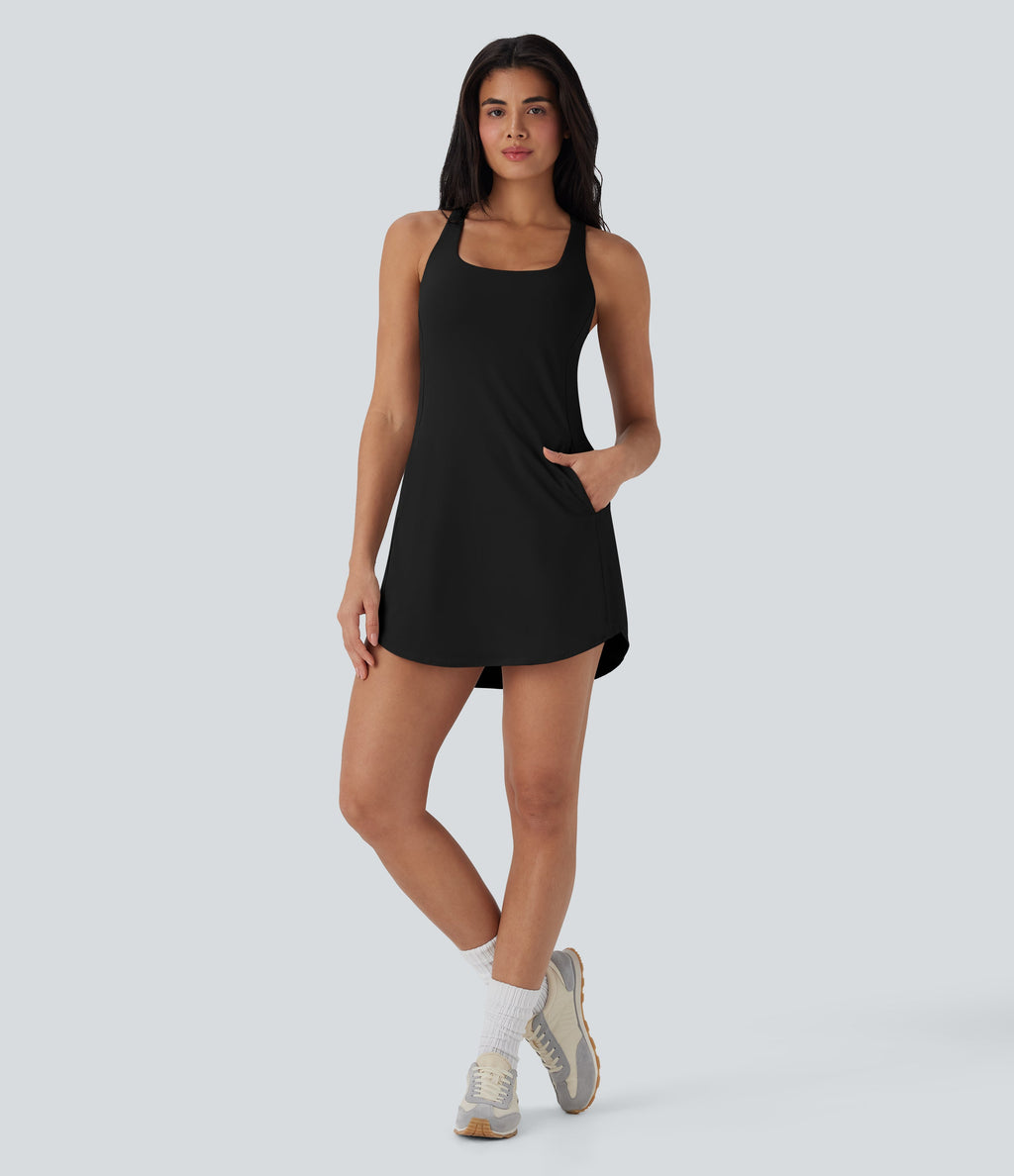 SoftlyZeroTM QuickDry 2-Piece Mini Tennis Active Dress with Pockets