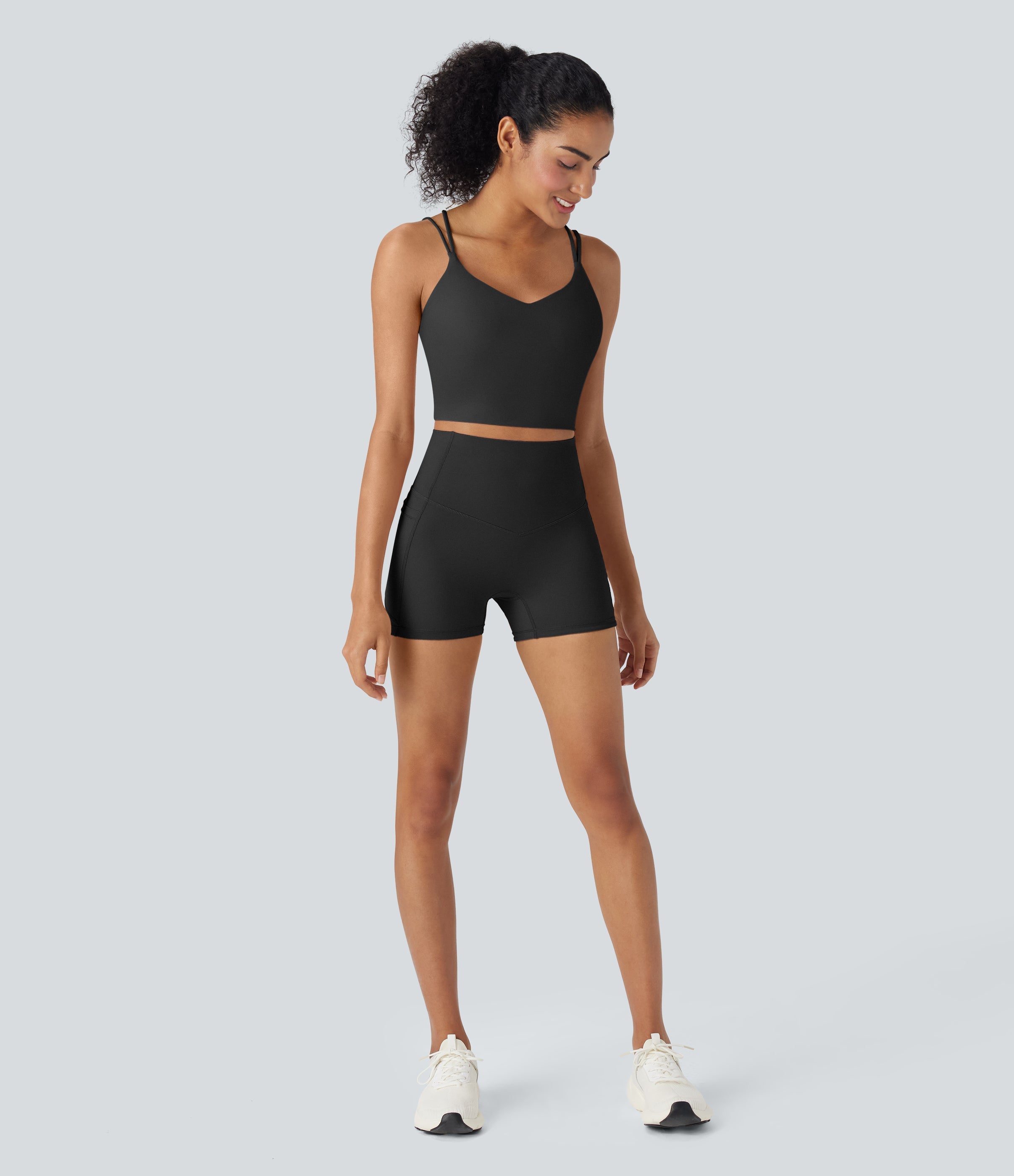 UltraSculptTM Cool Quick Dry SoCinched High Waisted Tummy Control Shaping Yoga Biker Shorts 3'' with Pockets-UPF50+