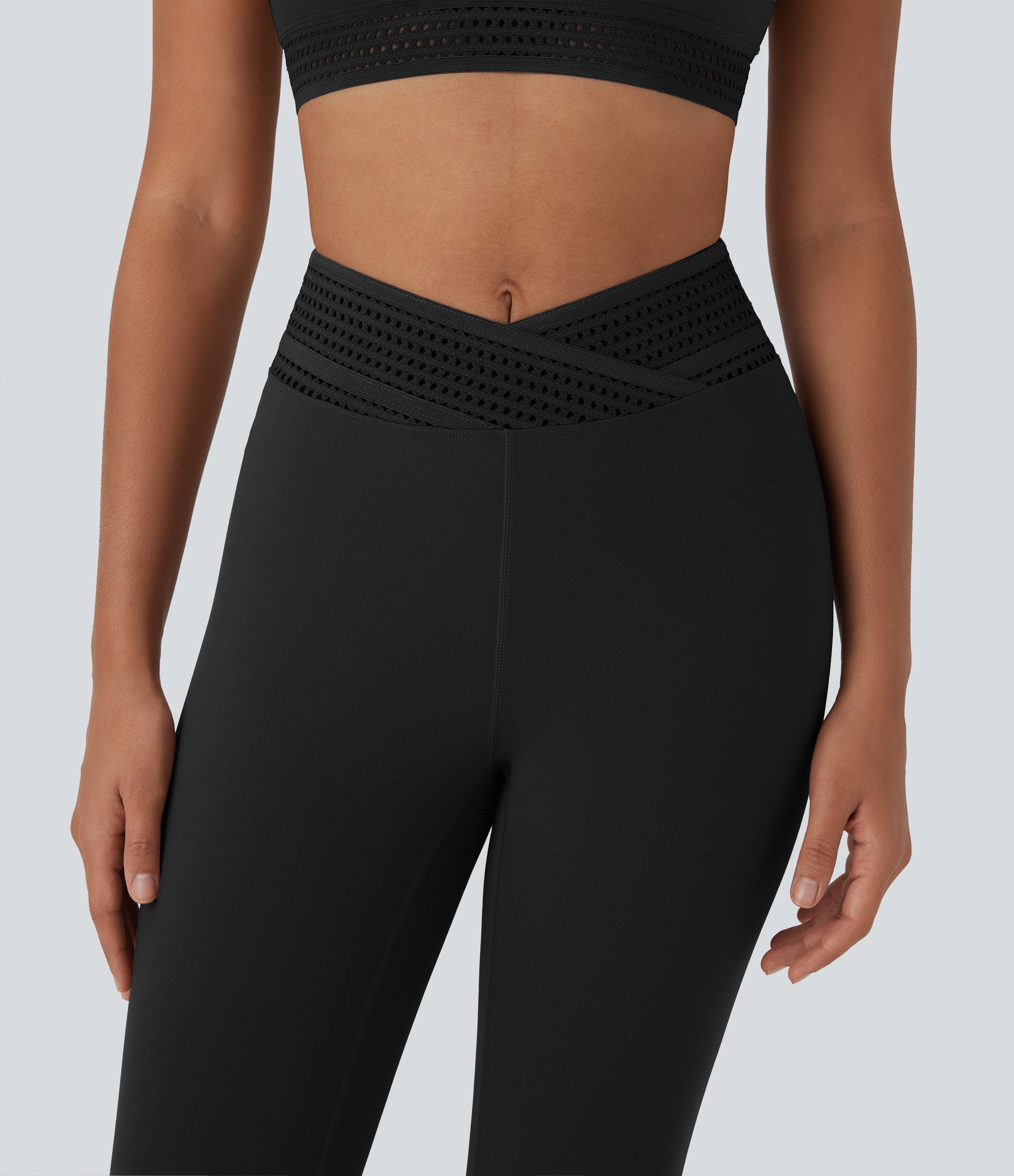 High Waisted Crossover Cut Out Yoga Leggings