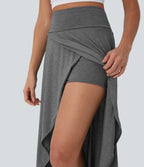 SoCinched High Waisted Tummy Control High Low 2-in-1 Flowy Maxi Casual Skirt