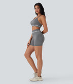 Seamless Flow Logo High Waisted Yoga Biker Shorts 5''