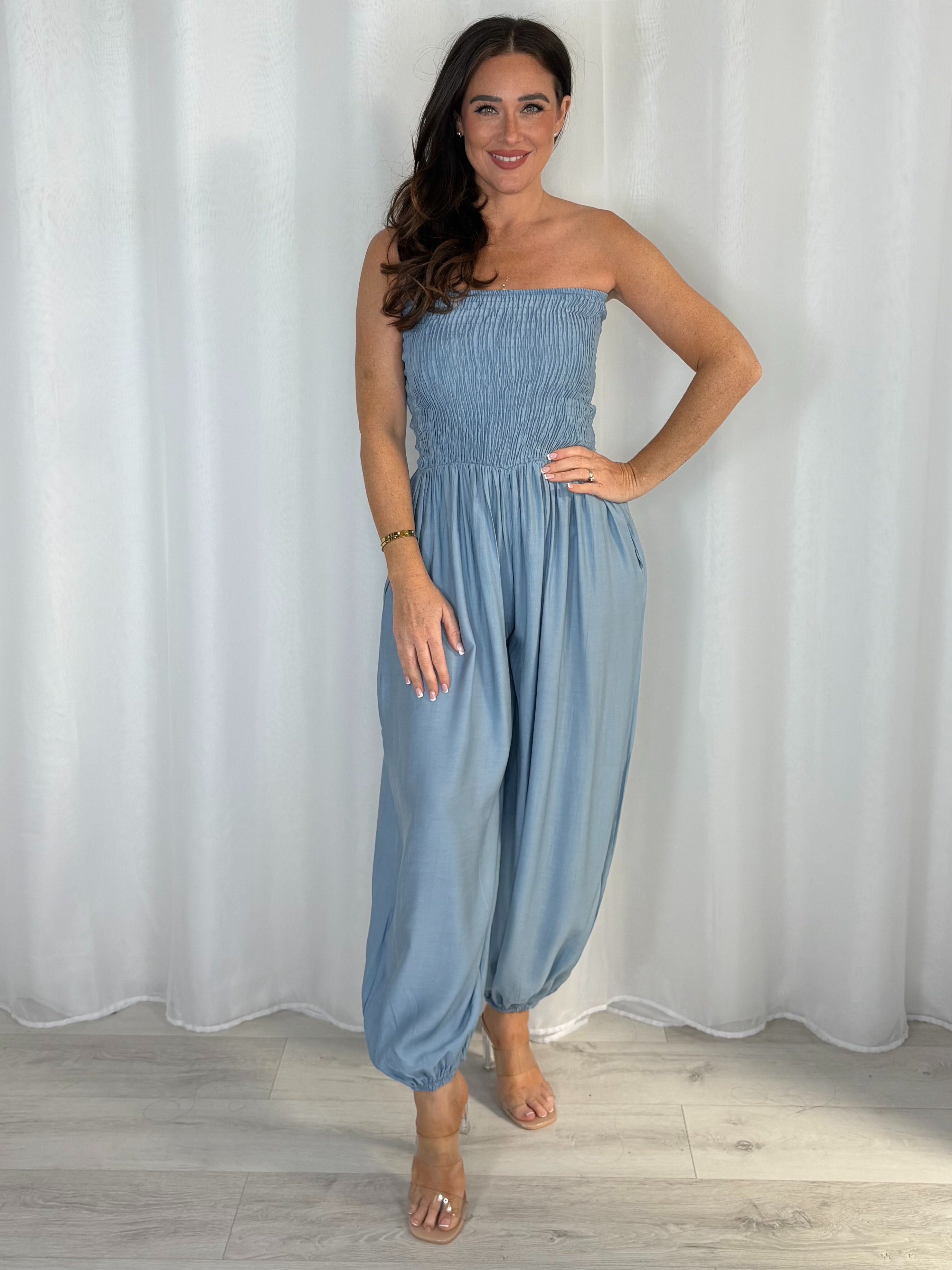 Smocked Bandeau Hareem Trouser Jumpsuit (4 Colours)