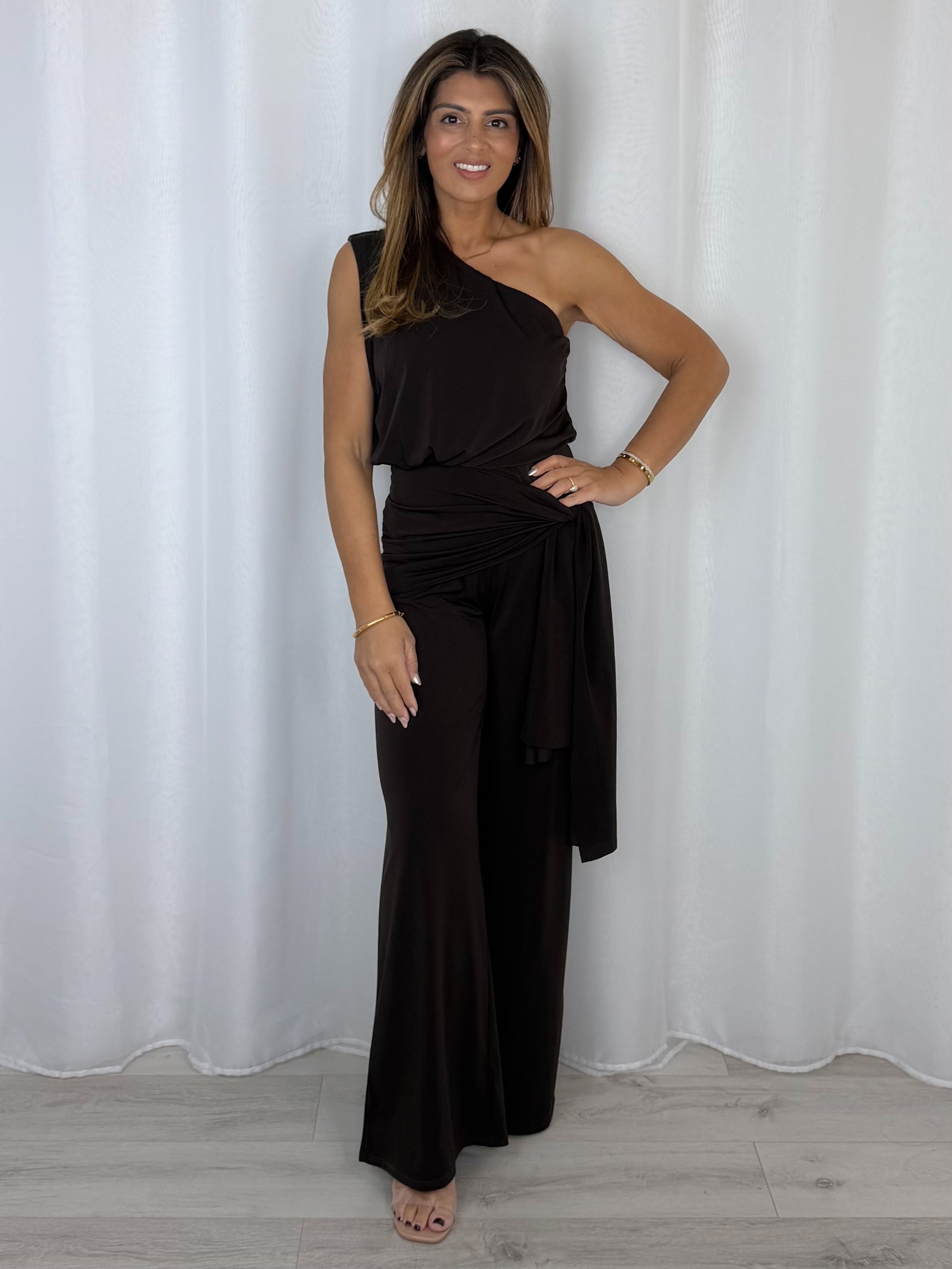 One Shoulder Draped Jumpsuit (8 Colours)