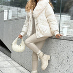 Stylish quilted jacket with faux fur collar