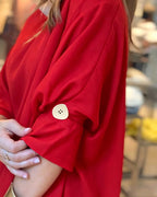 Women's Skew Neck Batwing Sleeve Tee Asymmetric Loose Cape Blouse Slit Elegant Top