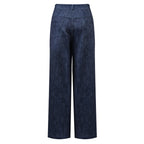 Dark Blue High-Waisted Light Wash Wide-Leg Denim Pants