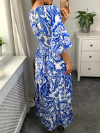 NEW🔥 V Neck Elastic Waist Printed Dress