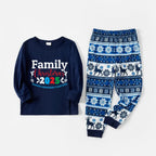 Joyful Blue Christmas Pajamas Set  With Family Christmas Phrases