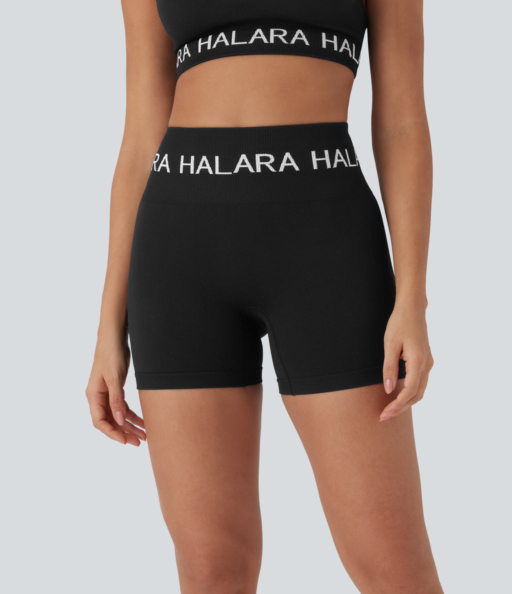 Seamless Flow Logo High Waisted Yoga Biker Shorts 5''
