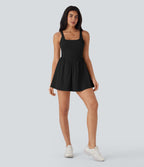BreezefulTM Tie Back 2-in-1 Quick Dry Mini Dance Active Dress with Pocket-Easy Peezy Edition