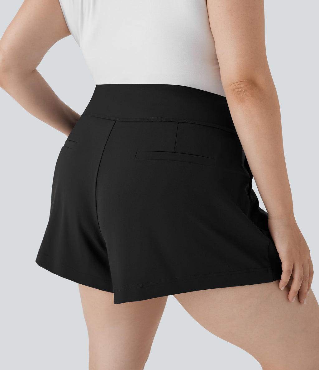 Plus Size High Waisted Work Shorts with Pockets