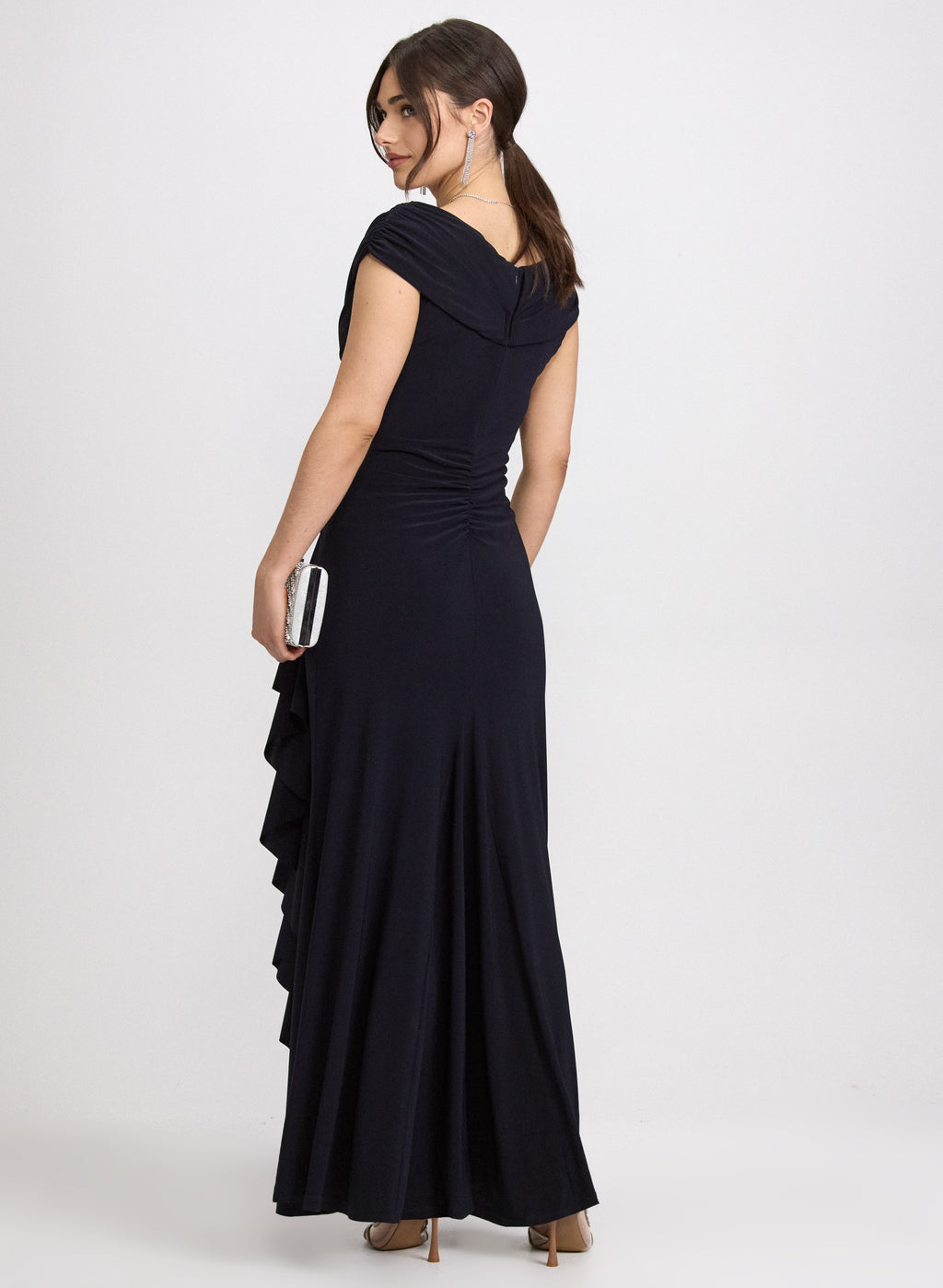 Jersey Waterfall Ruffle Dress