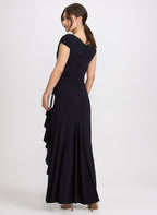Jersey Waterfall Ruffle Dress