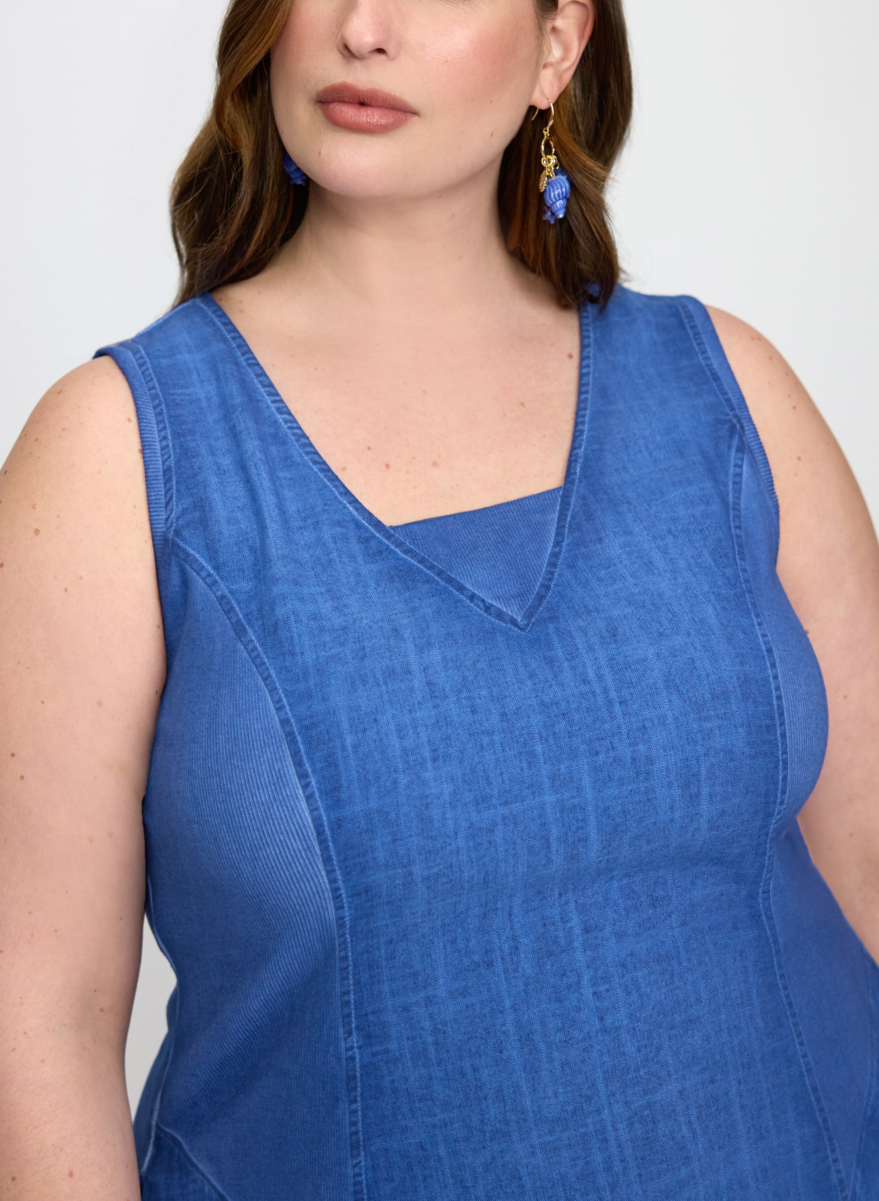Linen-Blend Pocket Dress