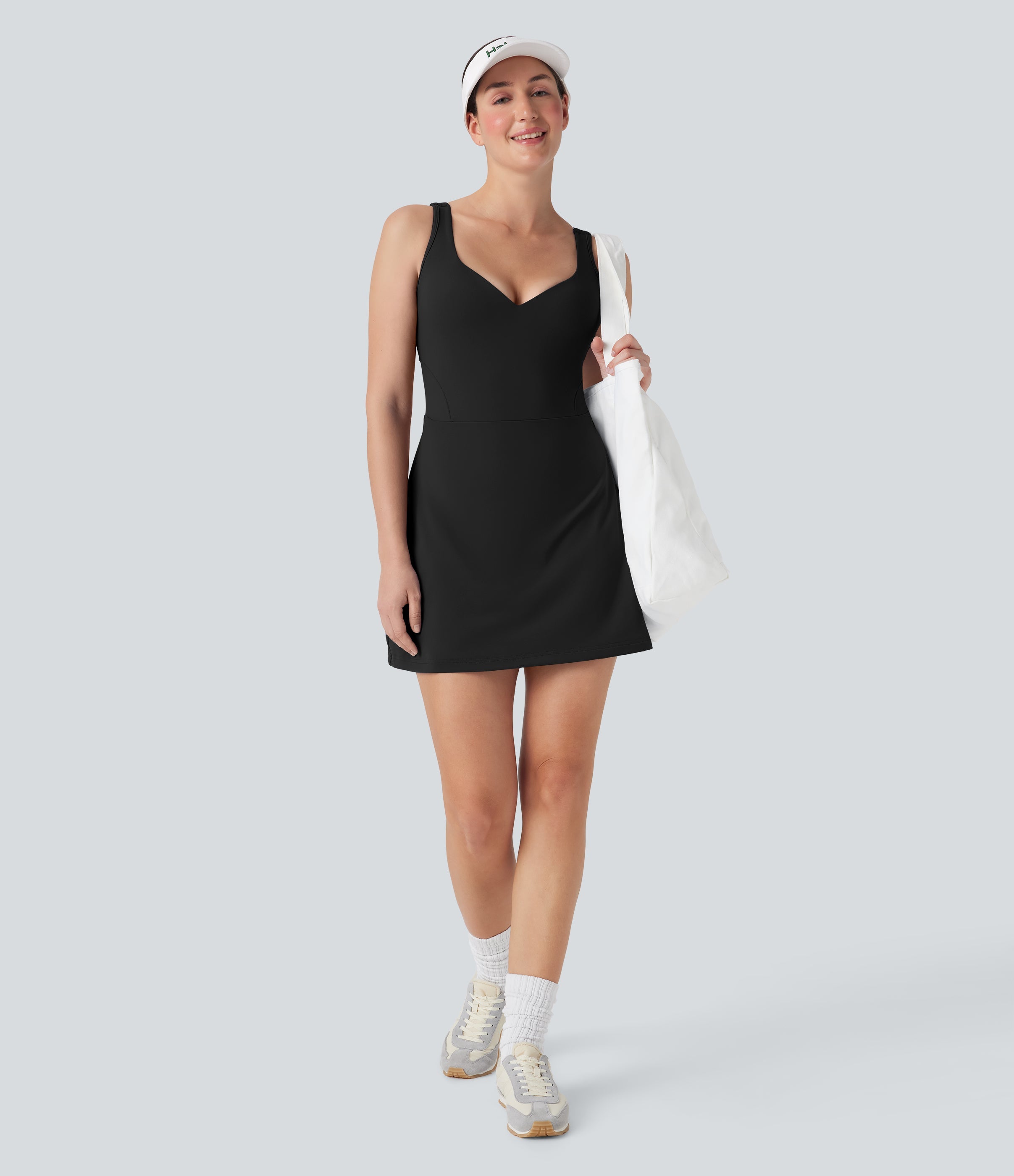 SoftlyZeroTM Plush Push-Up Molded Cups 2-in-1 Yoga Active Dress with Pockets-Easy Peezy