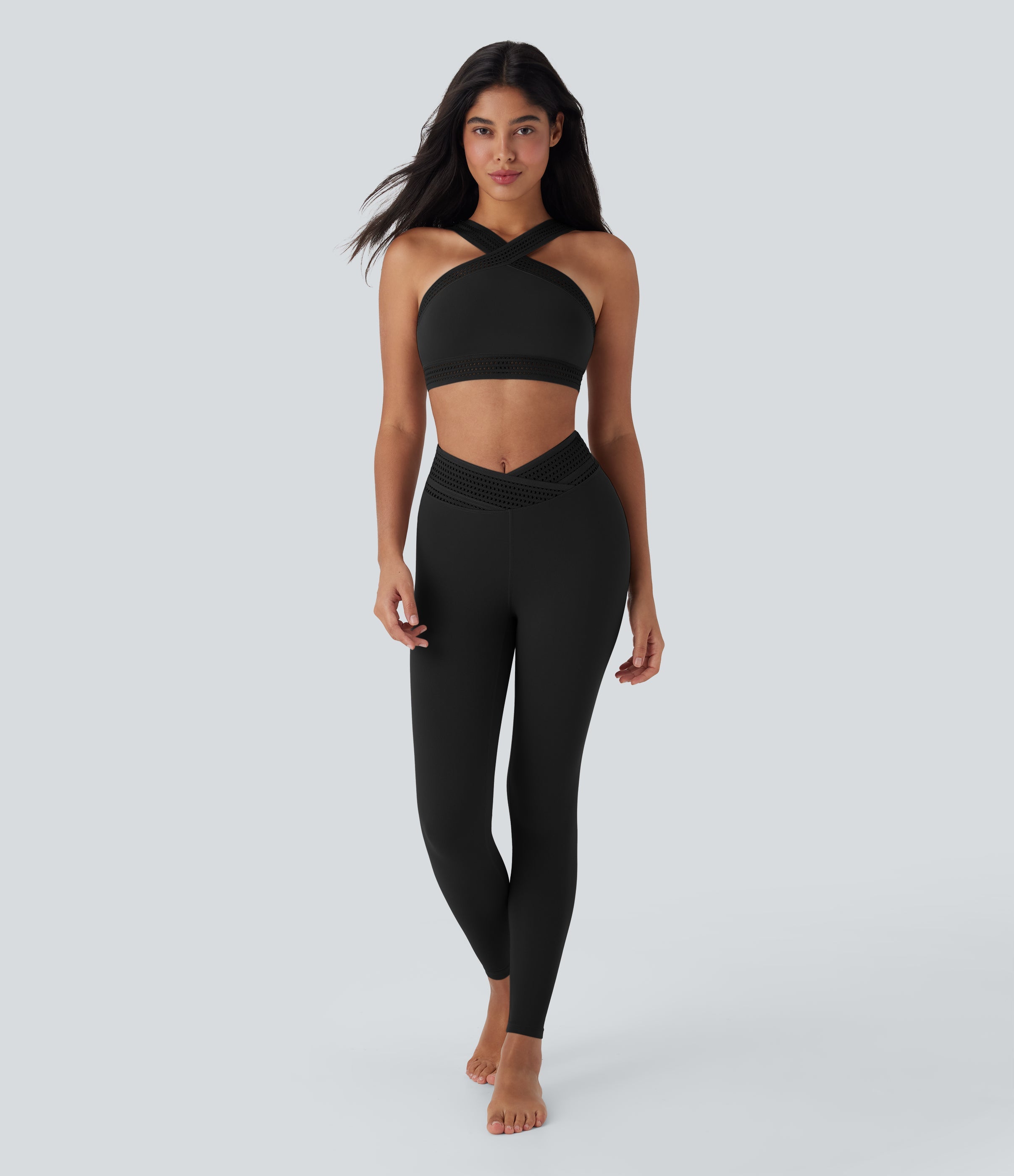 Light Support Crossover Cut Out Yoga Sports Bra