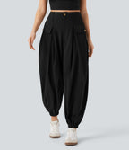 High Waisted Flap Pockets Casual Cargo Joggers