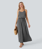 Maxi Flowy Slip Dress with Pockets