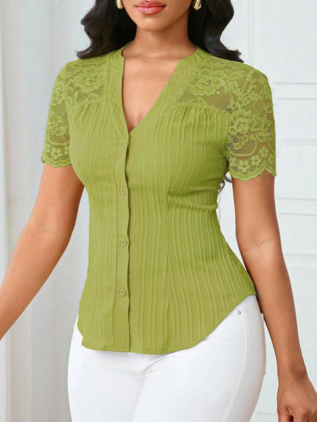 Women's Solid Color Simple Basic Commuter Casual Fitted Shirt Summer Style, Ladies Plain Design Office Wear, Comfortable and Stylish Blouse Tops