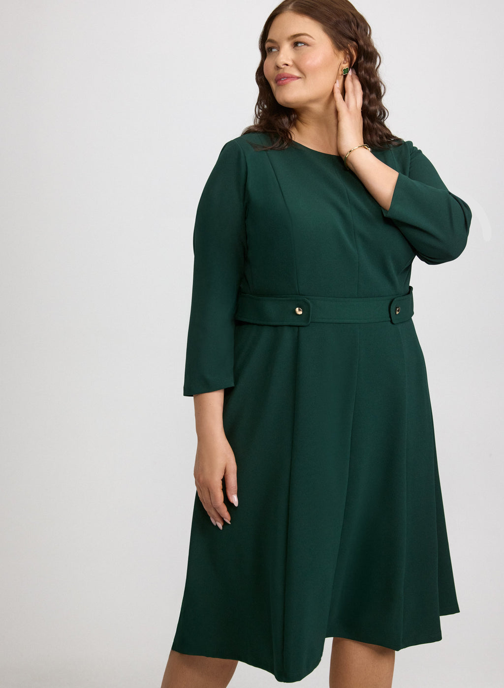 Buttoned-Tab Detail Dress
