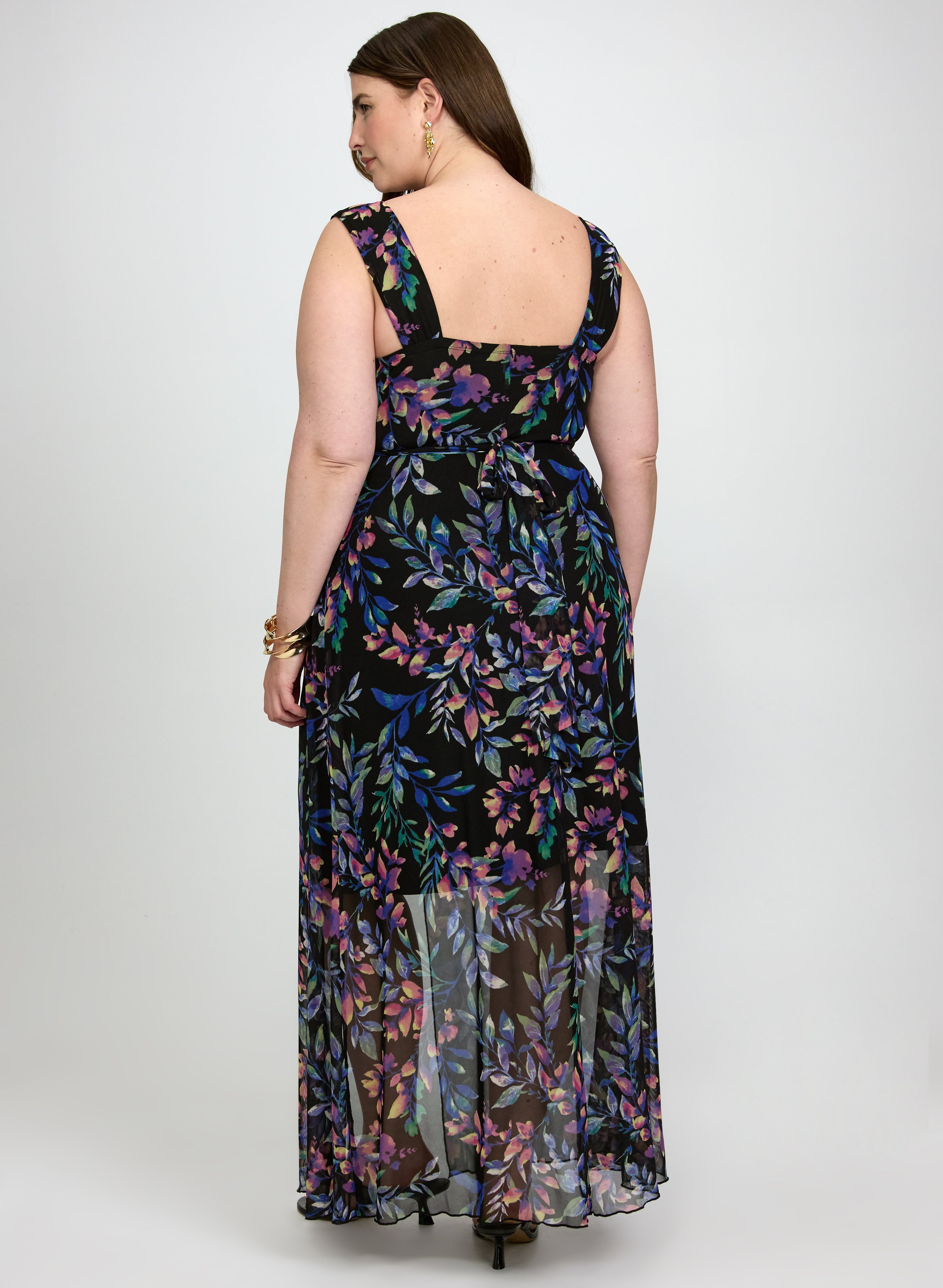 Floral Mesh Overlay Dress