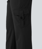 Low Rise Drawstring Casual Bootcut Cargo Pants with Pockets