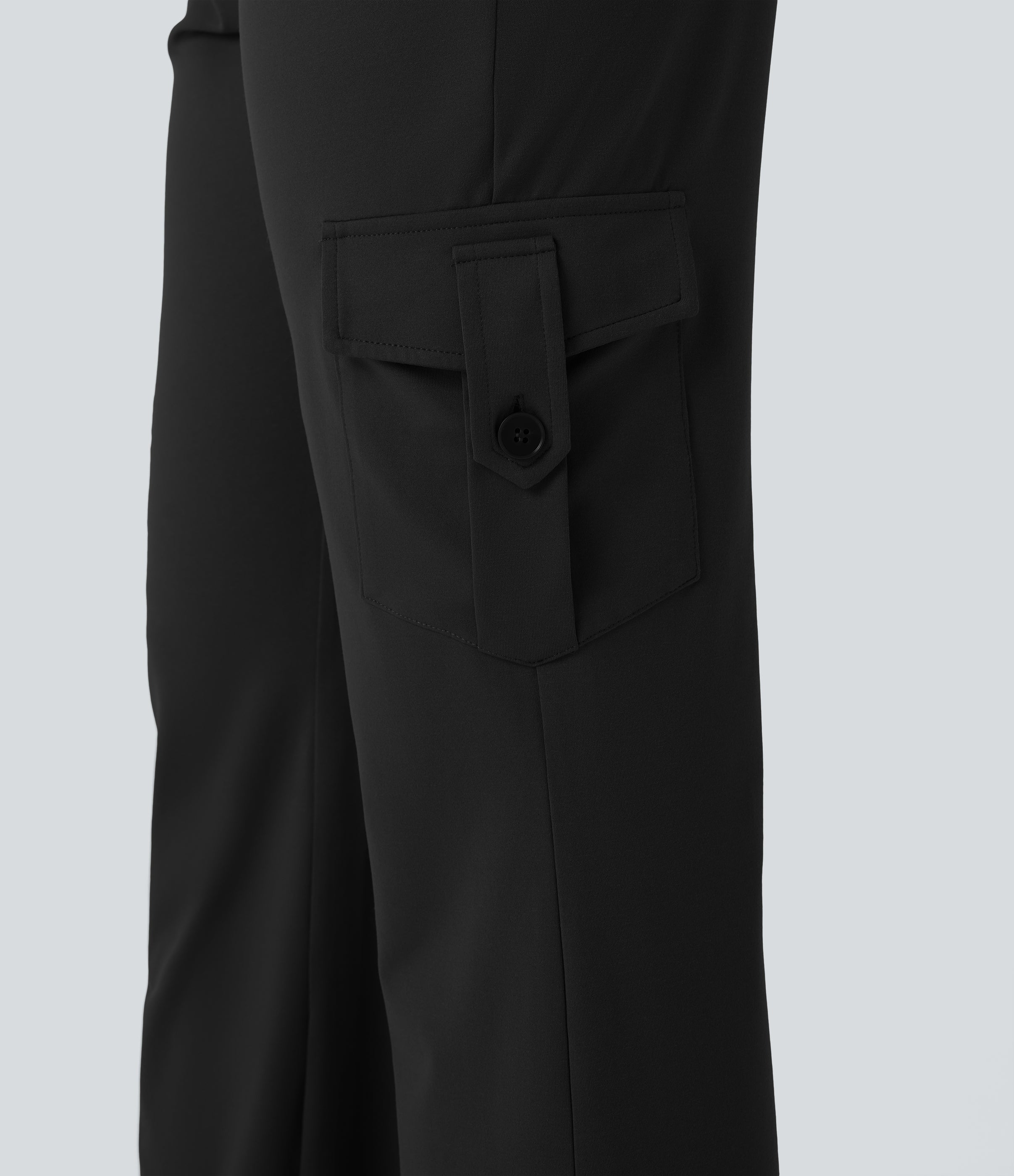 Low Rise Drawstring Casual Bootcut Cargo Pants with Pockets