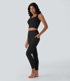 UltraSculptTM Cool Quick Dry SoCinched High Waisted Tummy Control Shaping Yoga Leggings with Pockets-UPF50+